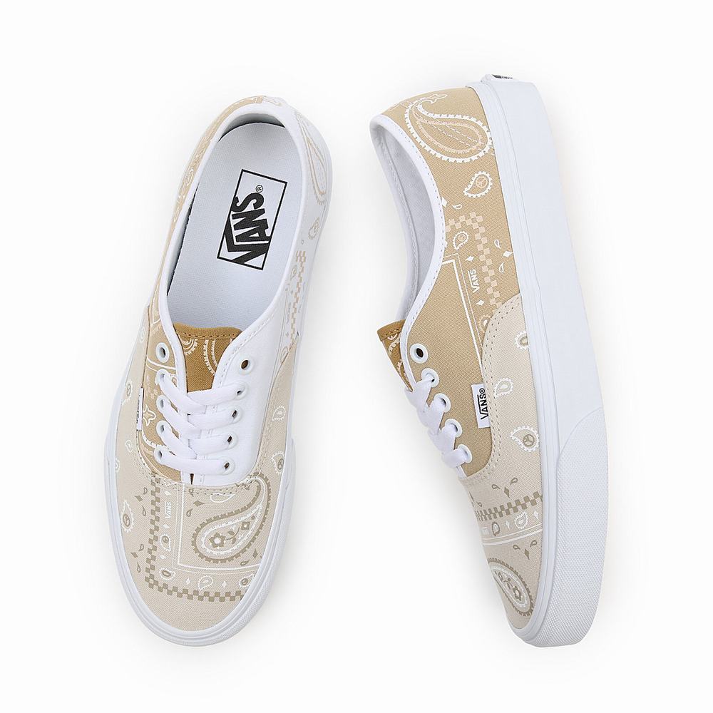 Men's Vans Peace Paisley Authentic Sneakers Beige | USA27496