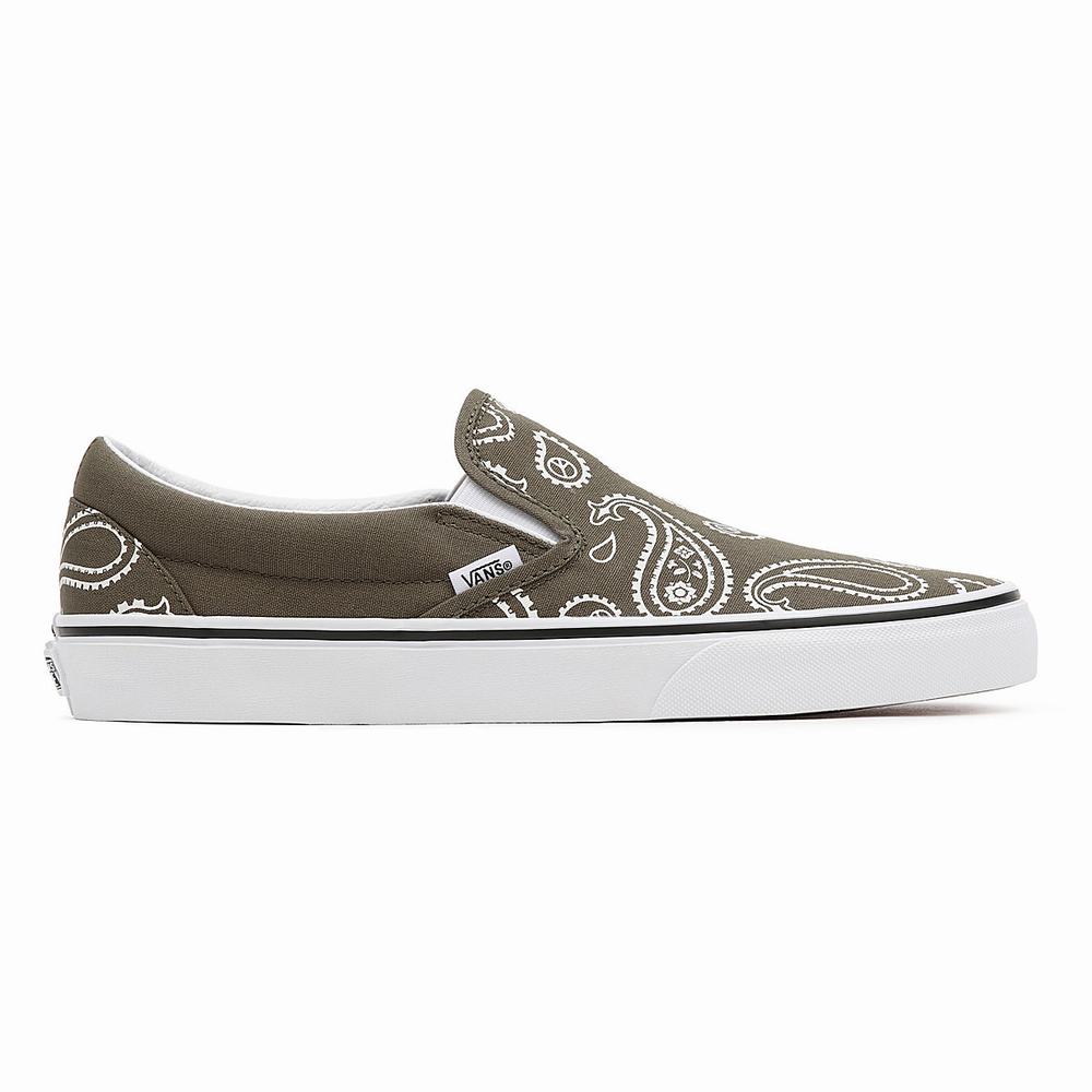 Men's Vans Peace Paisley Classic Slip On Shoes Green | USA13672