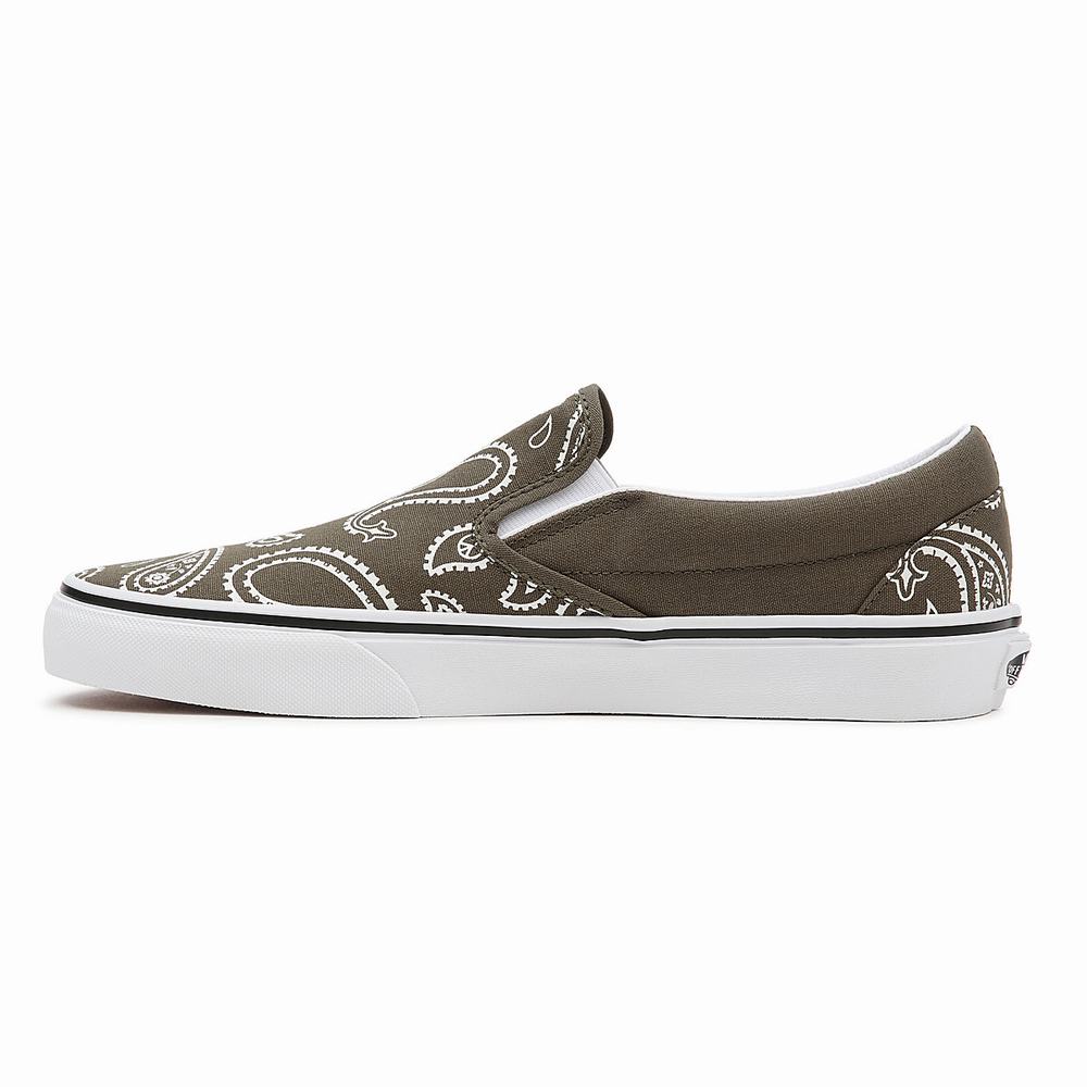 Men's Vans Peace Paisley Classic Slip On Shoes Green | USA13672