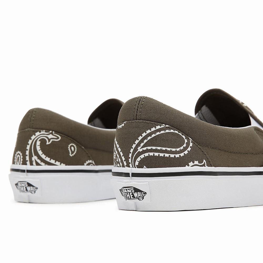 Men's Vans Peace Paisley Classic Slip On Shoes Green | USA13672