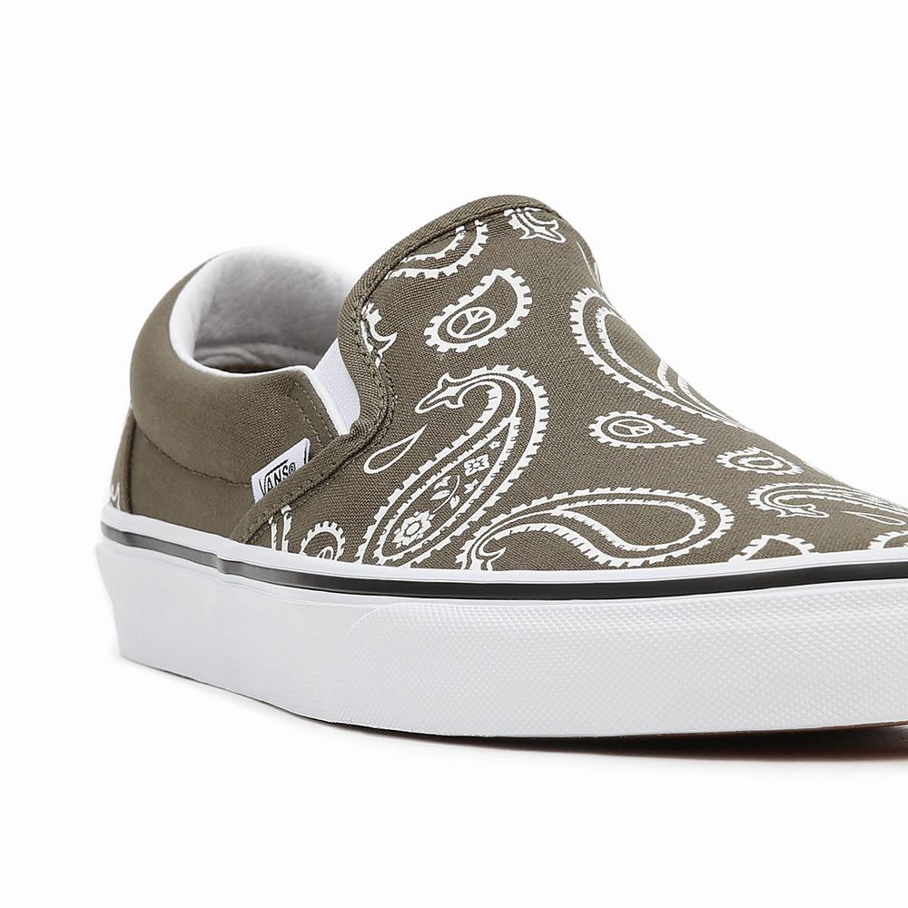 Men's Vans Peace Paisley Classic Slip On Shoes Green | USA13672