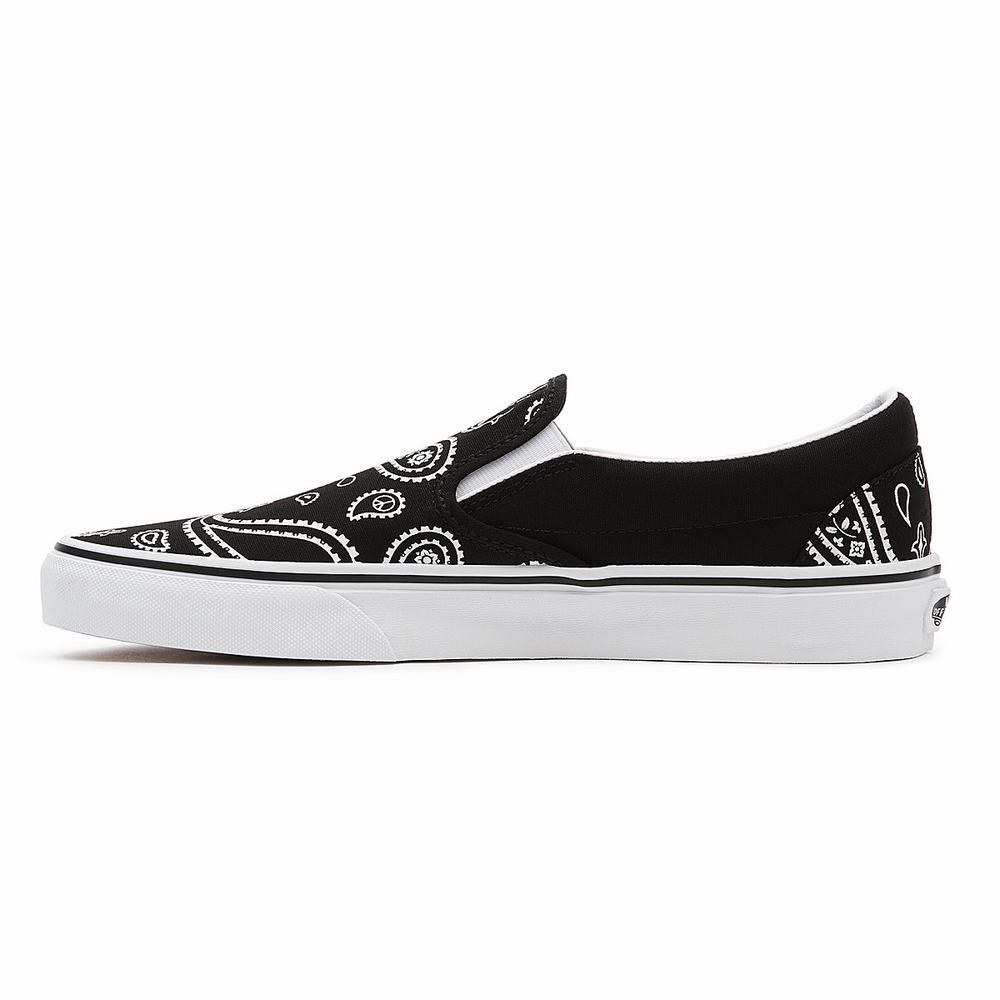 Men's Vans Peace Paisley Classic Slip On Shoes Black | USA57294