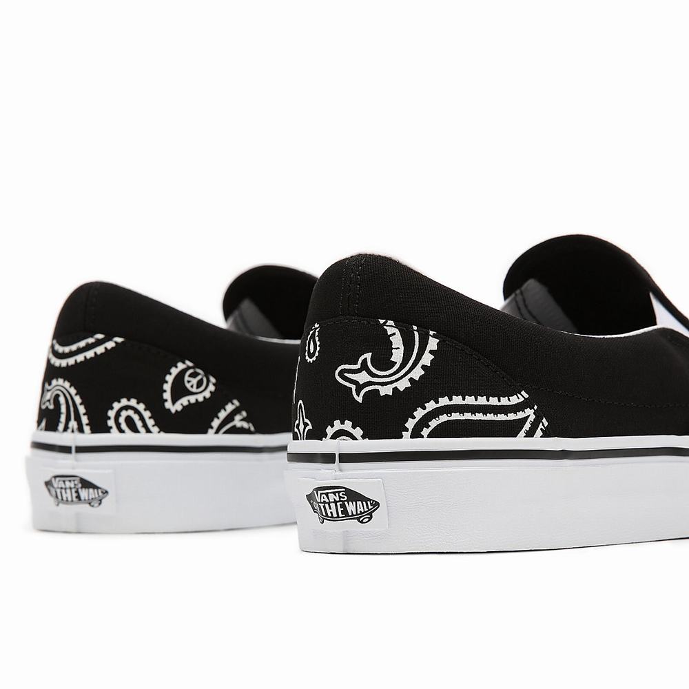 Men's Vans Peace Paisley Classic Slip On Shoes Black | USA57294