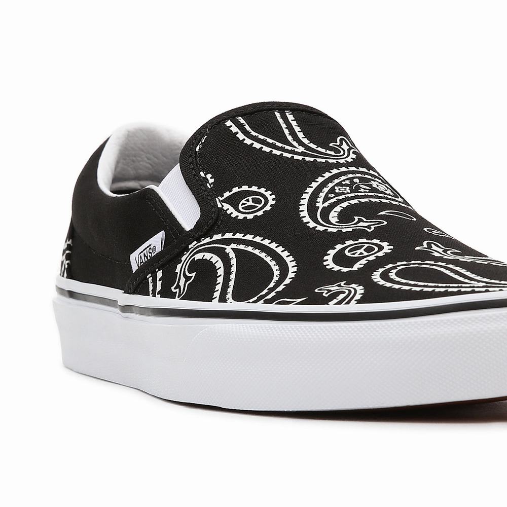 Men's Vans Peace Paisley Classic Slip On Shoes Black | USA57294