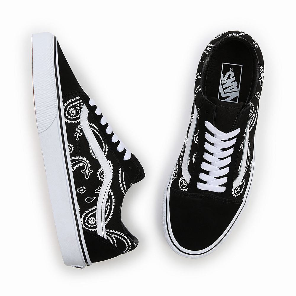 Men's Vans Peace Paisley Old Skool Sneakers Black | USA70436