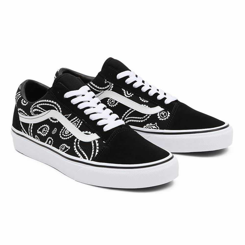 Men\'s Vans Peace Paisley Old Skool Sneakers Black | USA70436