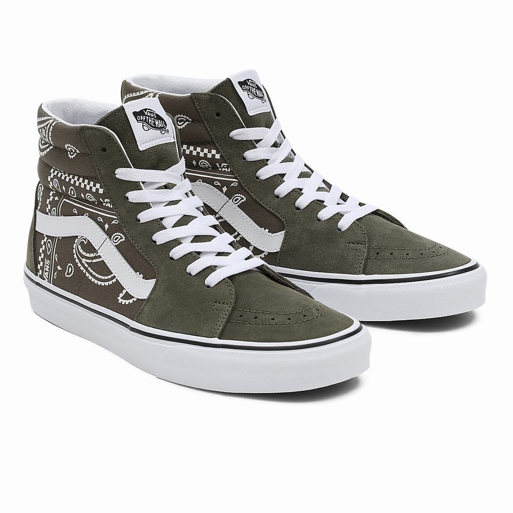 Men\'s Vans Peace Paisley SK8-Hi Sneakers Green | USA46752