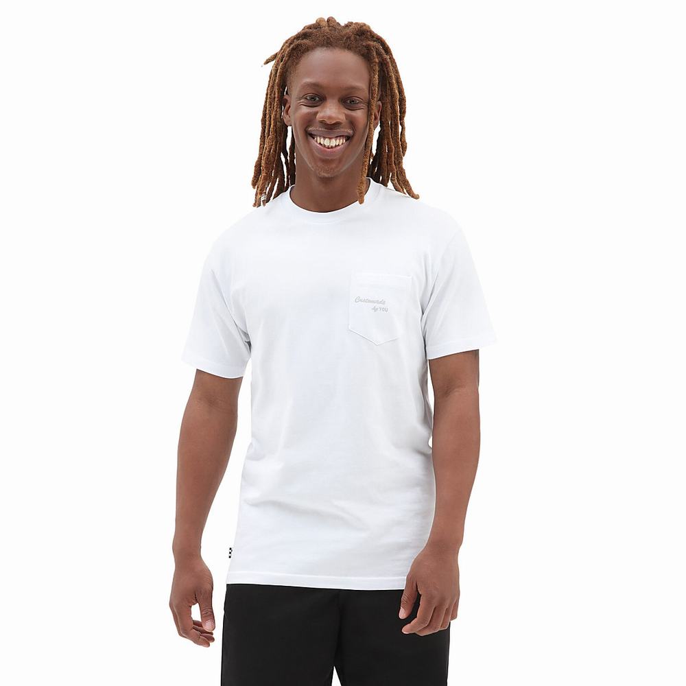 Men's Vans Pen Pocket Lns T Shirts White | USA43095