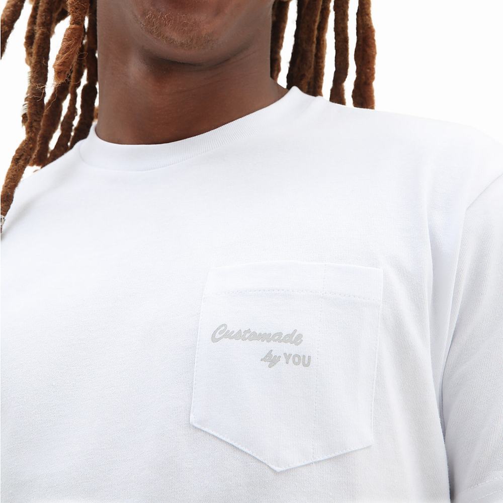 Men's Vans Pen Pocket Lns T Shirts White | USA43095