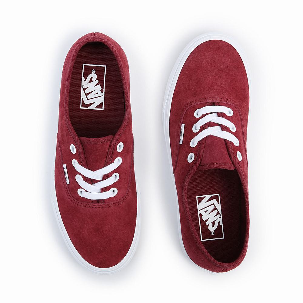 Men's Vans Pig Suede Authentic Low Top Shoes Red | USA83576