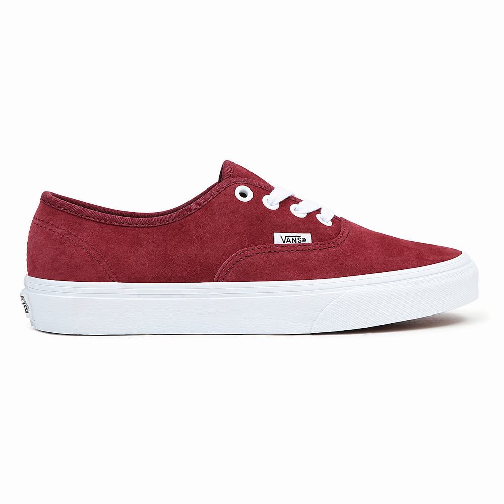 Men's Vans Pig Suede Authentic Low Top Shoes Red | USA83576