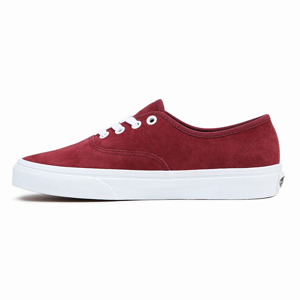 Men's Vans Pig Suede Authentic Low Top Shoes Red | USA83576