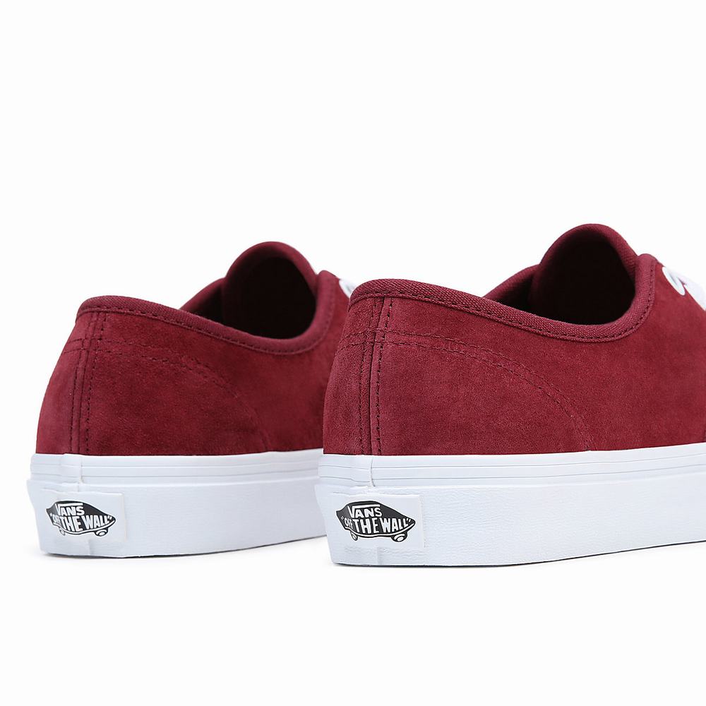 Men's Vans Pig Suede Authentic Low Top Shoes Red | USA83576