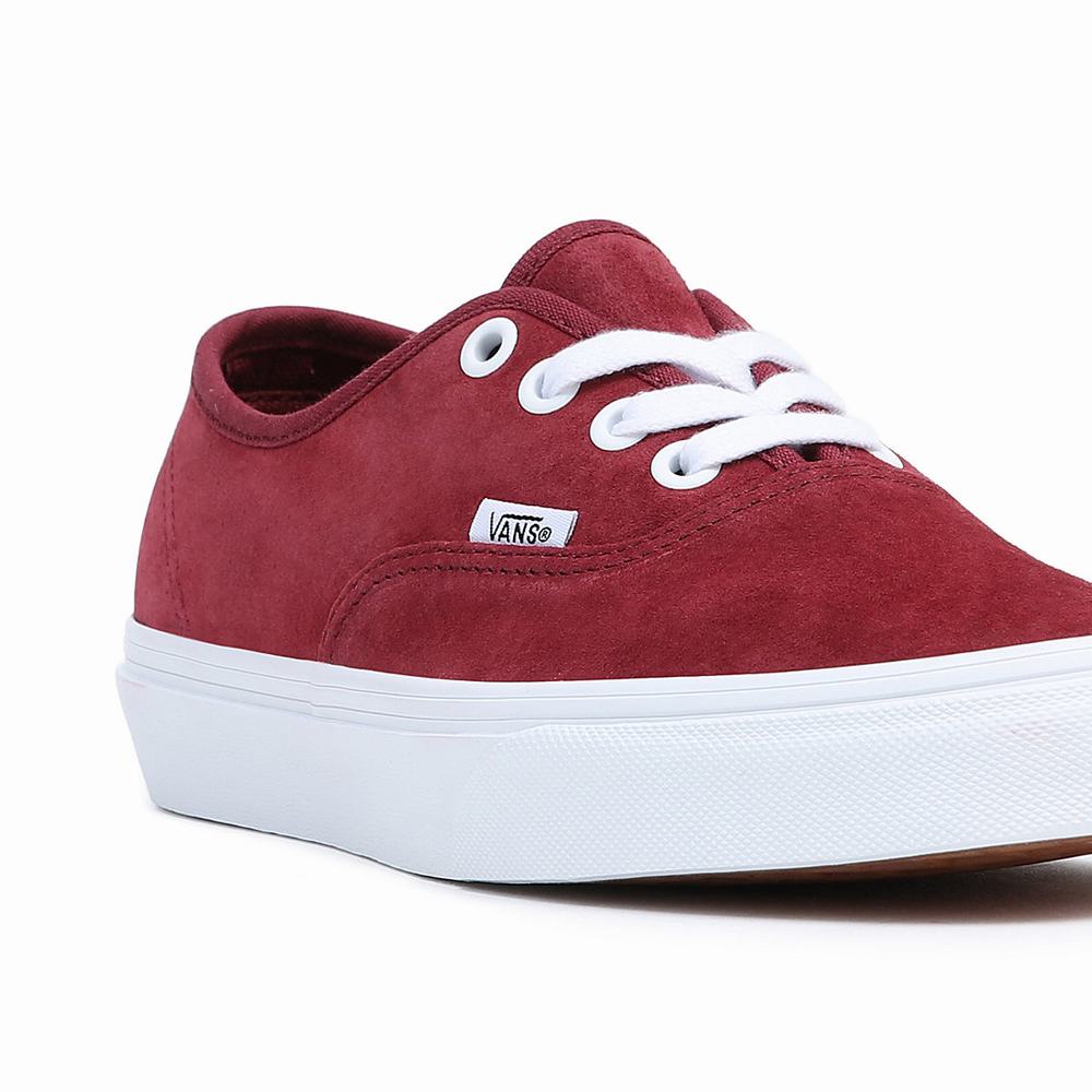 Men's Vans Pig Suede Authentic Low Top Shoes Red | USA83576