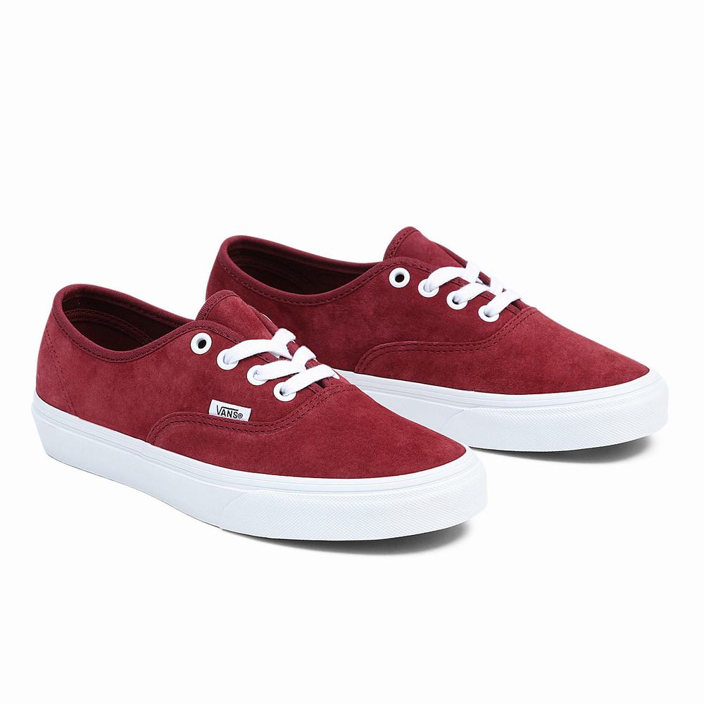 Men\'s Vans Pig Suede Authentic Low Top Shoes Red | USA83576