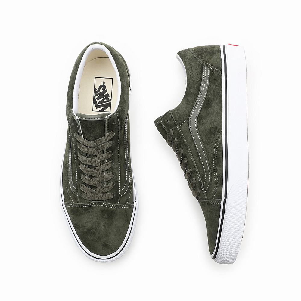 Men's Vans Pig Suede Old Skool Low Top Shoes Green | USA69147