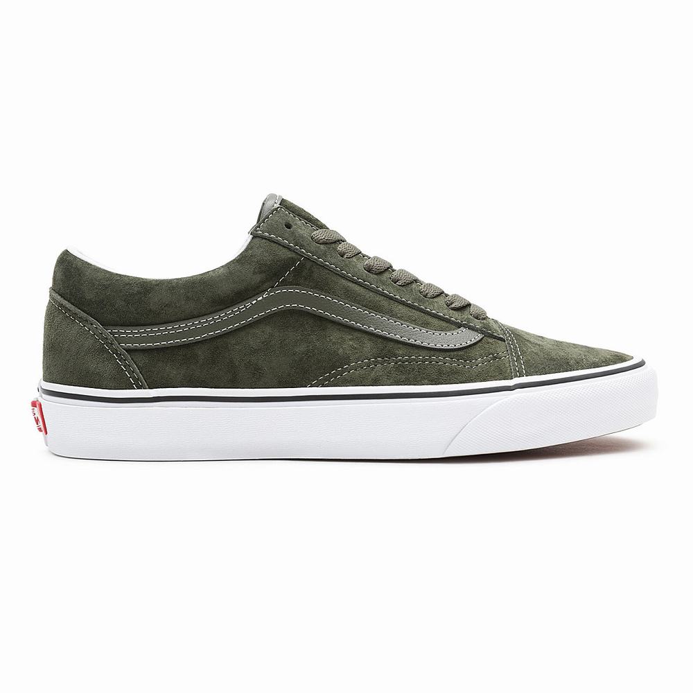 Men's Vans Pig Suede Old Skool Low Top Shoes Green | USA69147