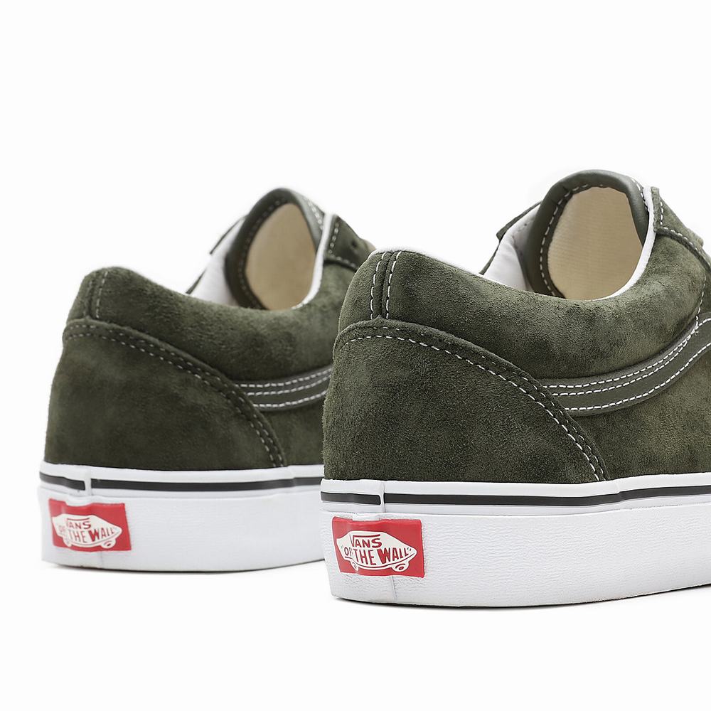 Men's Vans Pig Suede Old Skool Low Top Shoes Green | USA69147