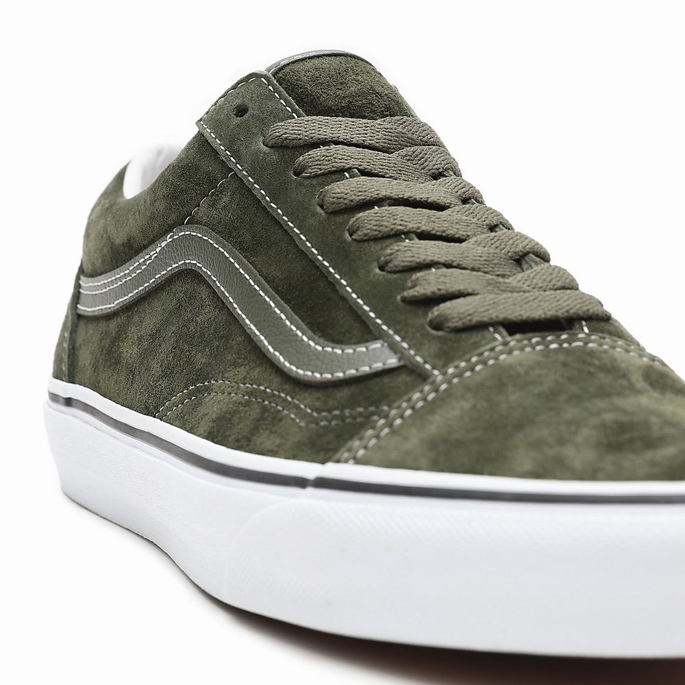 Men's Vans Pig Suede Old Skool Low Top Shoes Green | USA69147