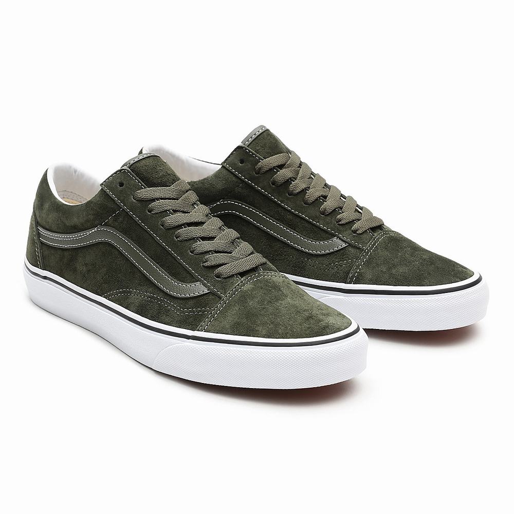 Men\'s Vans Pig Suede Old Skool Low Top Shoes Green | USA69147