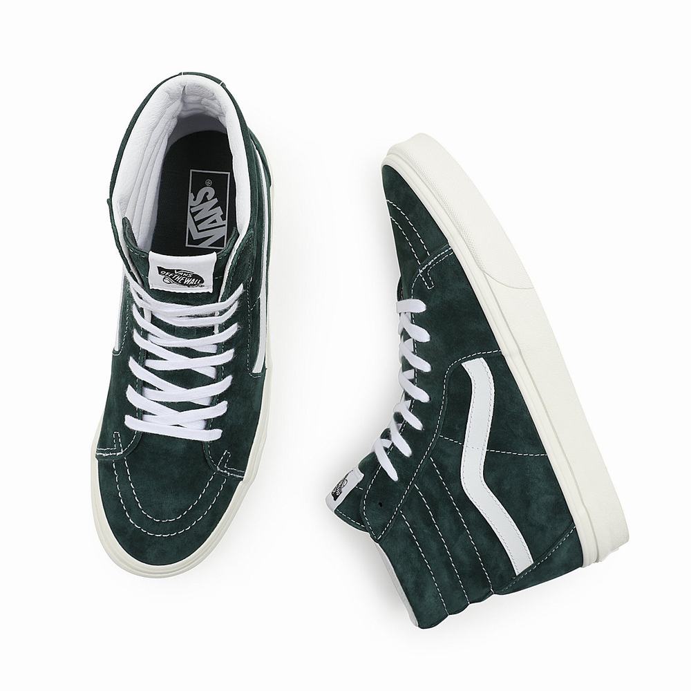 Men's Vans Pig Suede Sk8-Hi Sneakers Green | USA19736