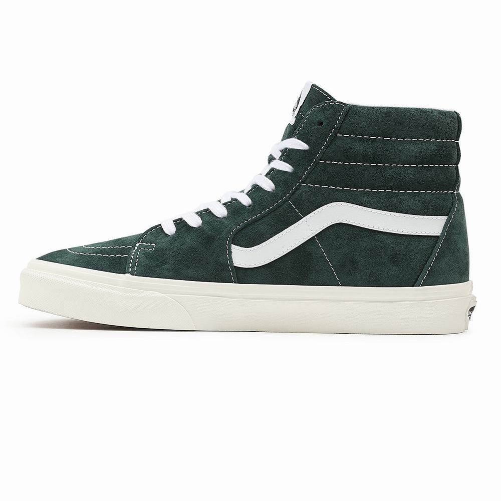 Men's Vans Pig Suede Sk8-Hi Sneakers Green | USA19736