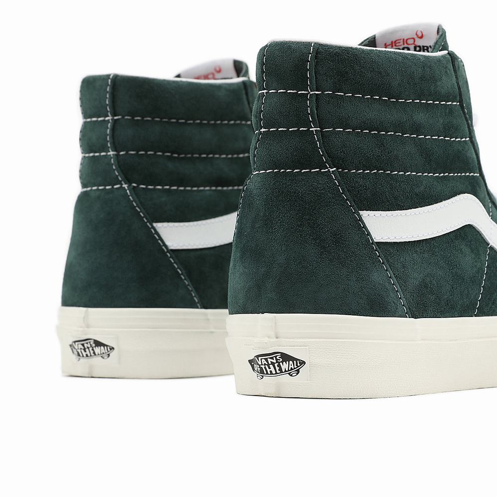 Men's Vans Pig Suede Sk8-Hi Sneakers Green | USA19736