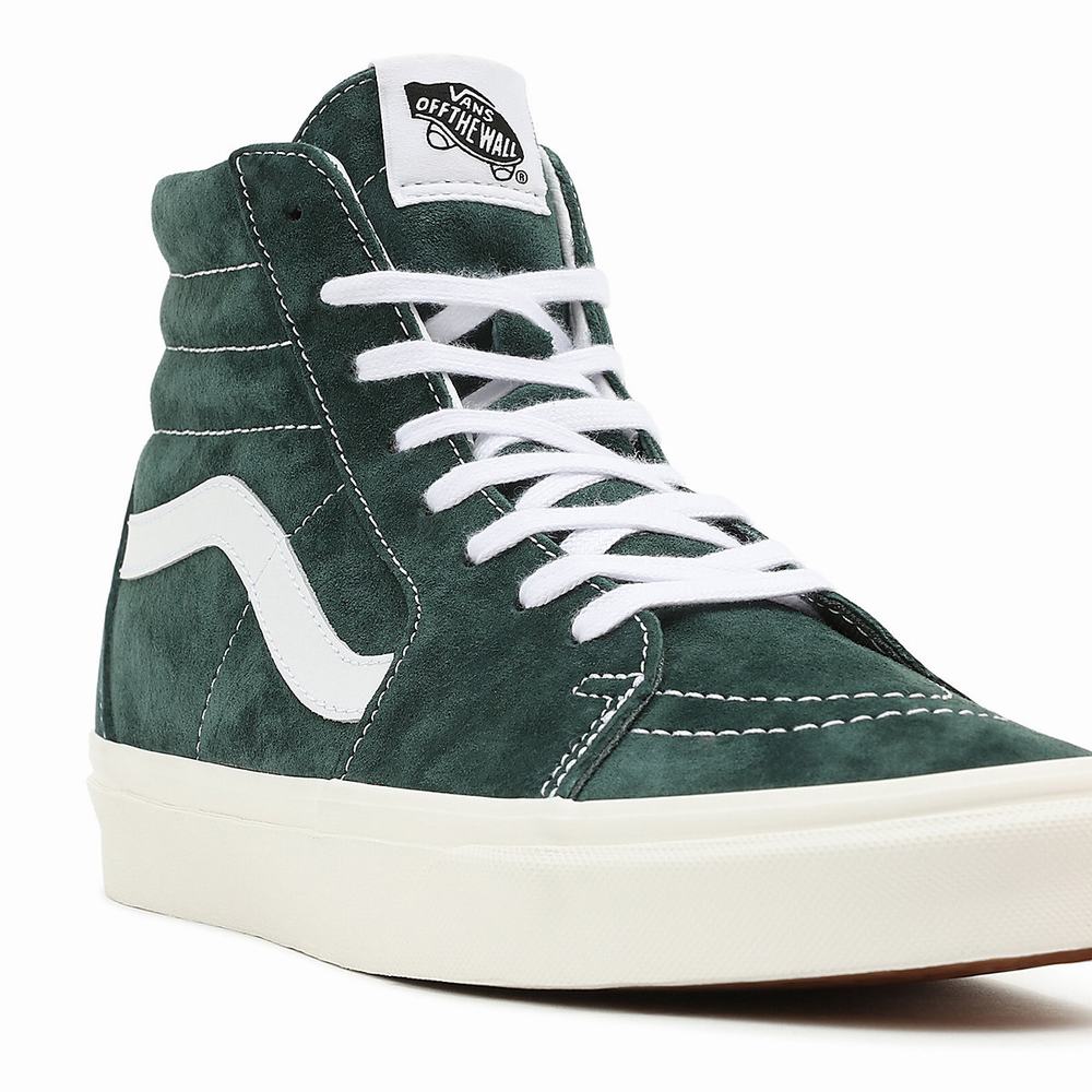 Men's Vans Pig Suede Sk8-Hi Sneakers Green | USA19736