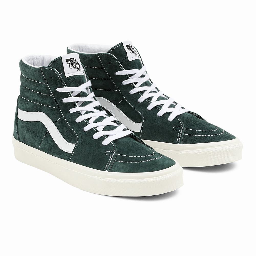 Men\'s Vans Pig Suede Sk8-Hi Sneakers Green | USA19736