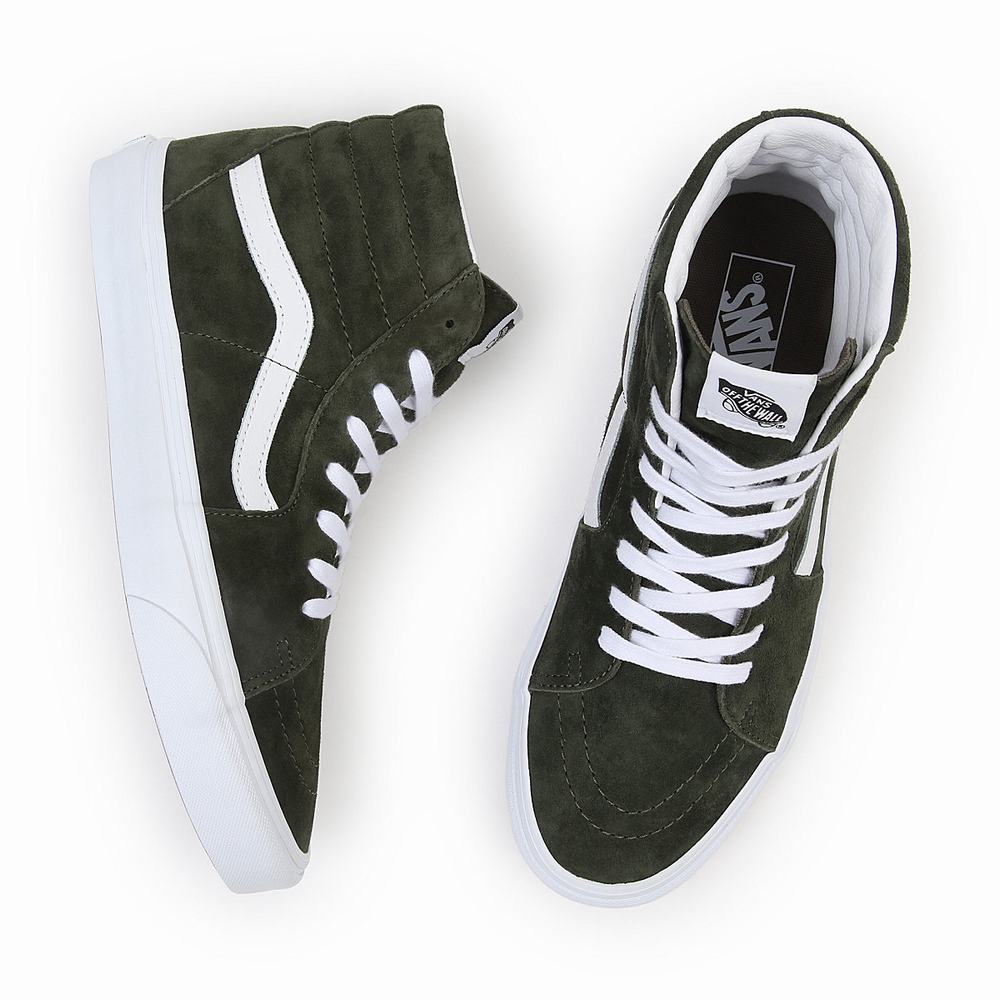 Men's Vans Pig Suede Sk8-Hi Sneakers Green | USA48913