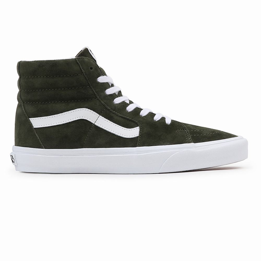 Men's Vans Pig Suede Sk8-Hi Sneakers Green | USA48913