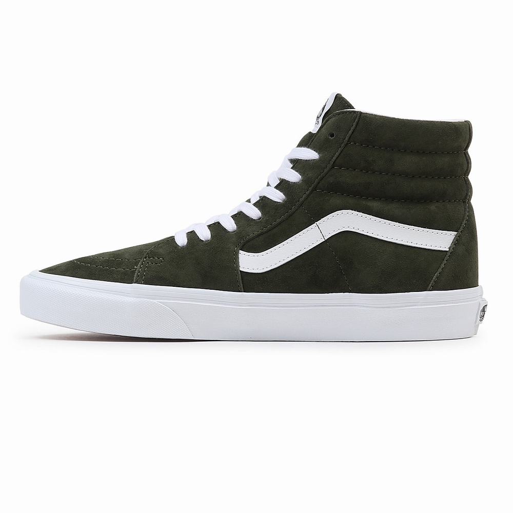 Men's Vans Pig Suede Sk8-Hi Sneakers Green | USA48913