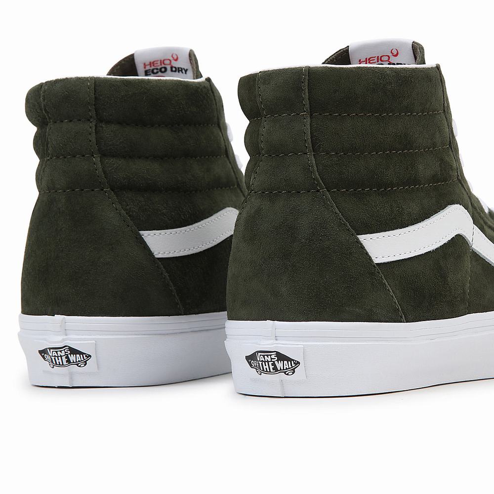 Men's Vans Pig Suede Sk8-Hi Sneakers Green | USA48913