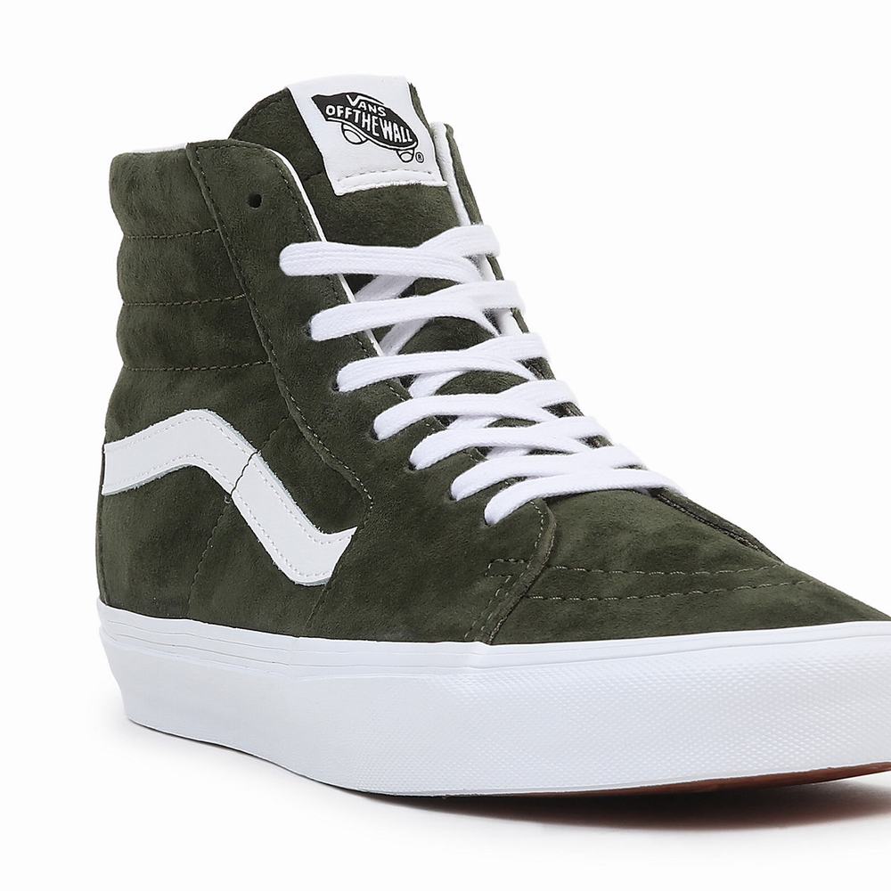 Men's Vans Pig Suede Sk8-Hi Sneakers Green | USA48913