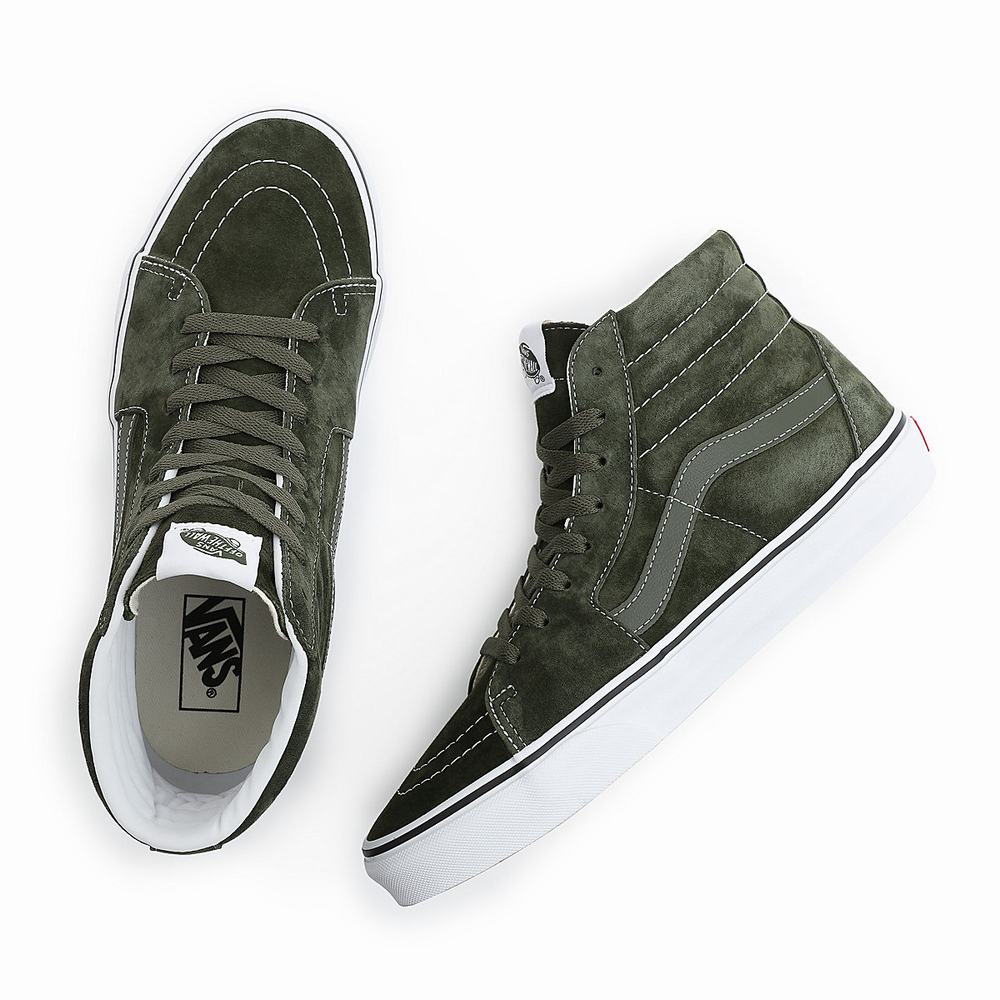 Men's Vans Pig Suede Sk8-Hi Sneakers Green | USA64391