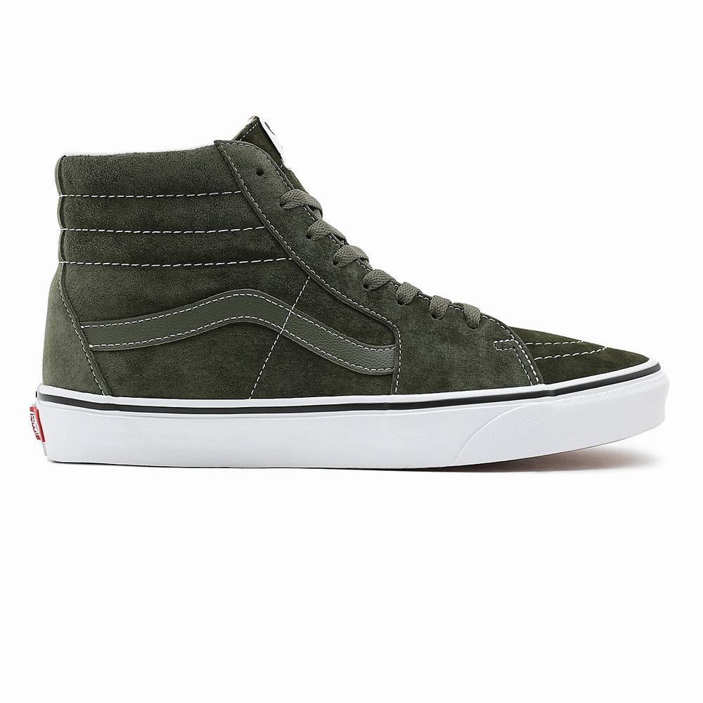 Men's Vans Pig Suede Sk8-Hi Sneakers Green | USA64391