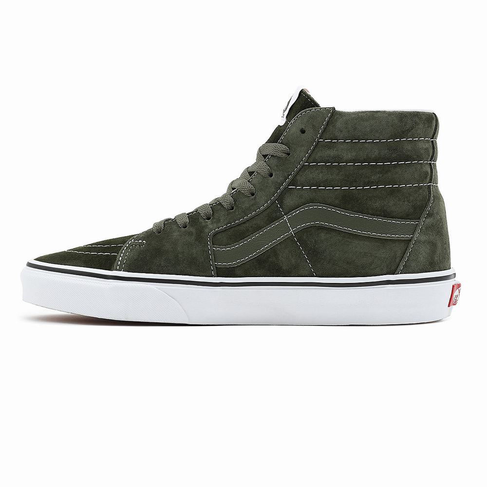 Men's Vans Pig Suede Sk8-Hi Sneakers Green | USA64391