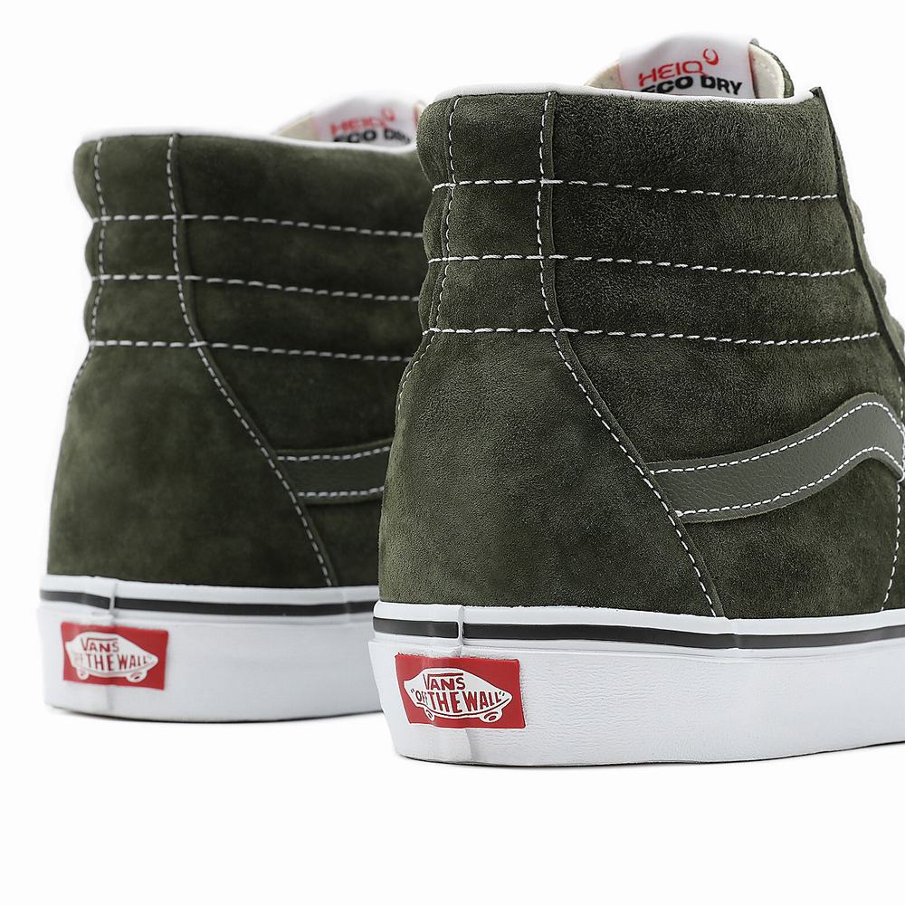 Men's Vans Pig Suede Sk8-Hi Sneakers Green | USA64391