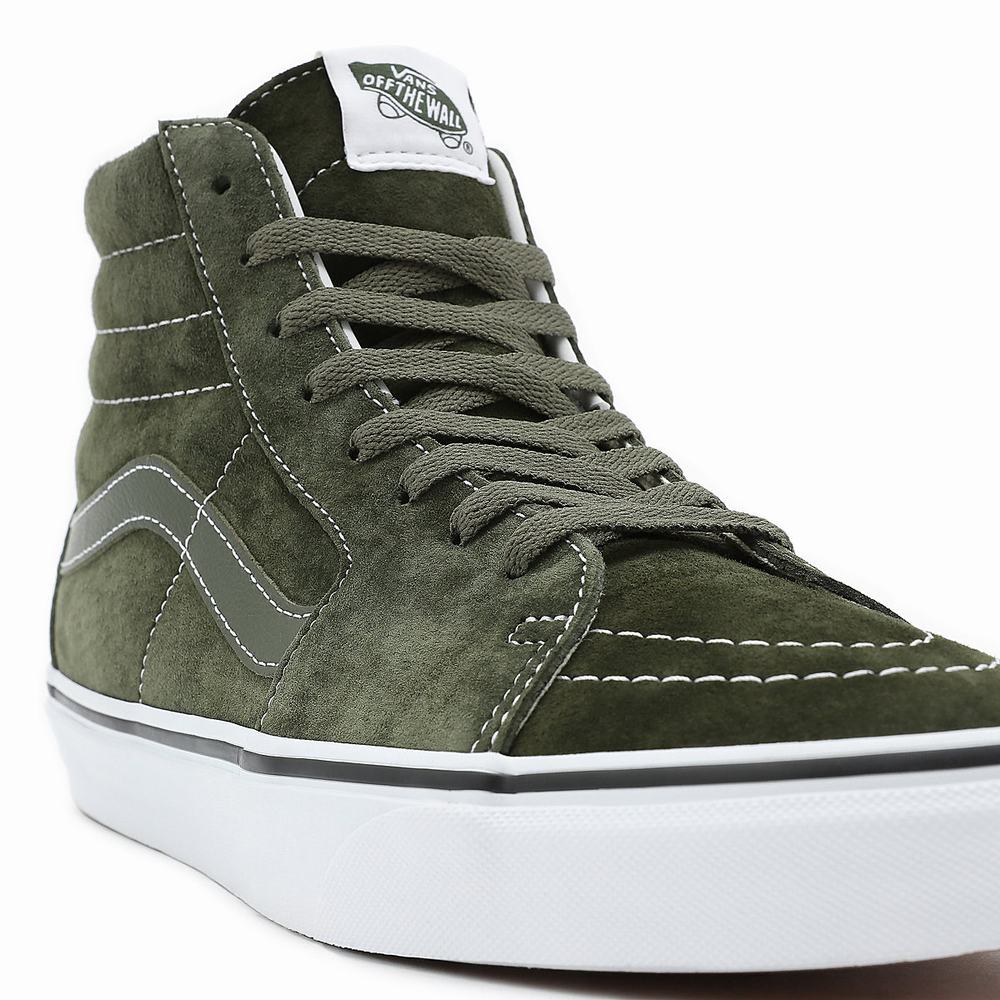 Men's Vans Pig Suede Sk8-Hi Sneakers Green | USA64391