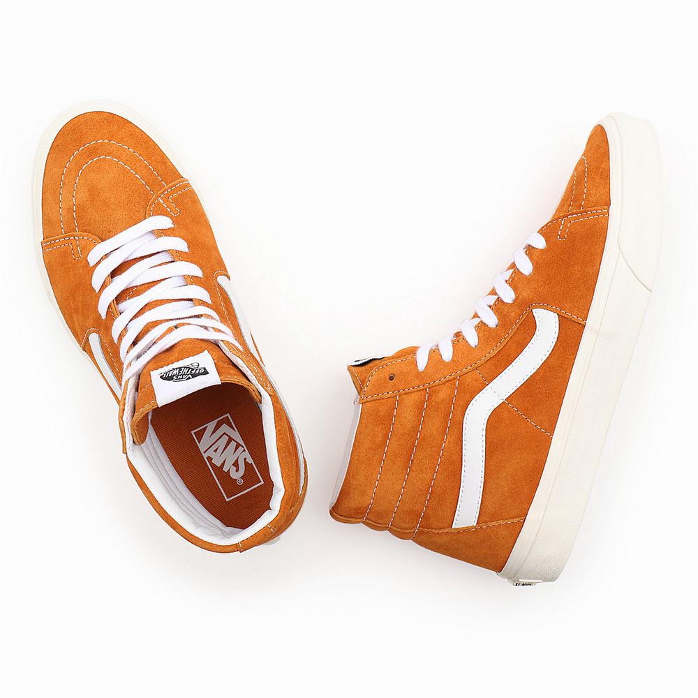 Men's Vans Pig Suede Sk8-Hi Sneakers Orange | USA69450