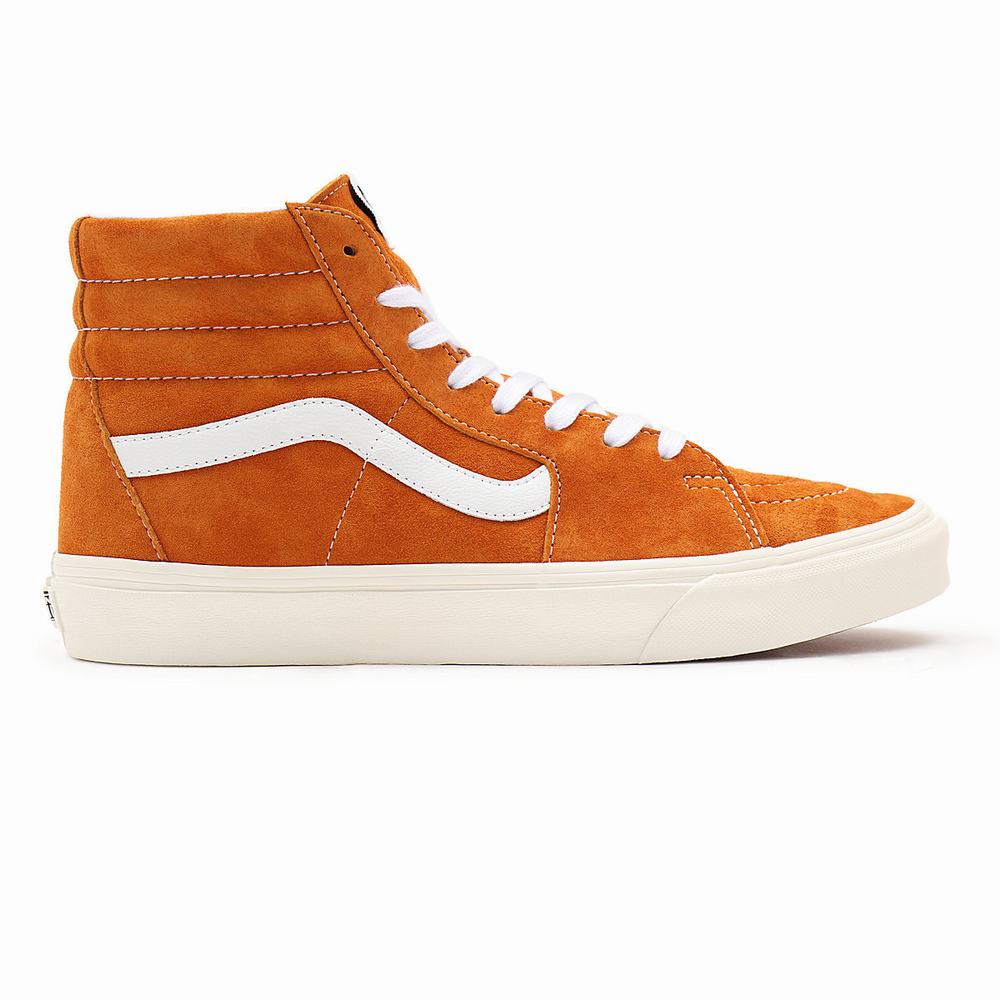 Men's Vans Pig Suede Sk8-Hi Sneakers Orange | USA69450