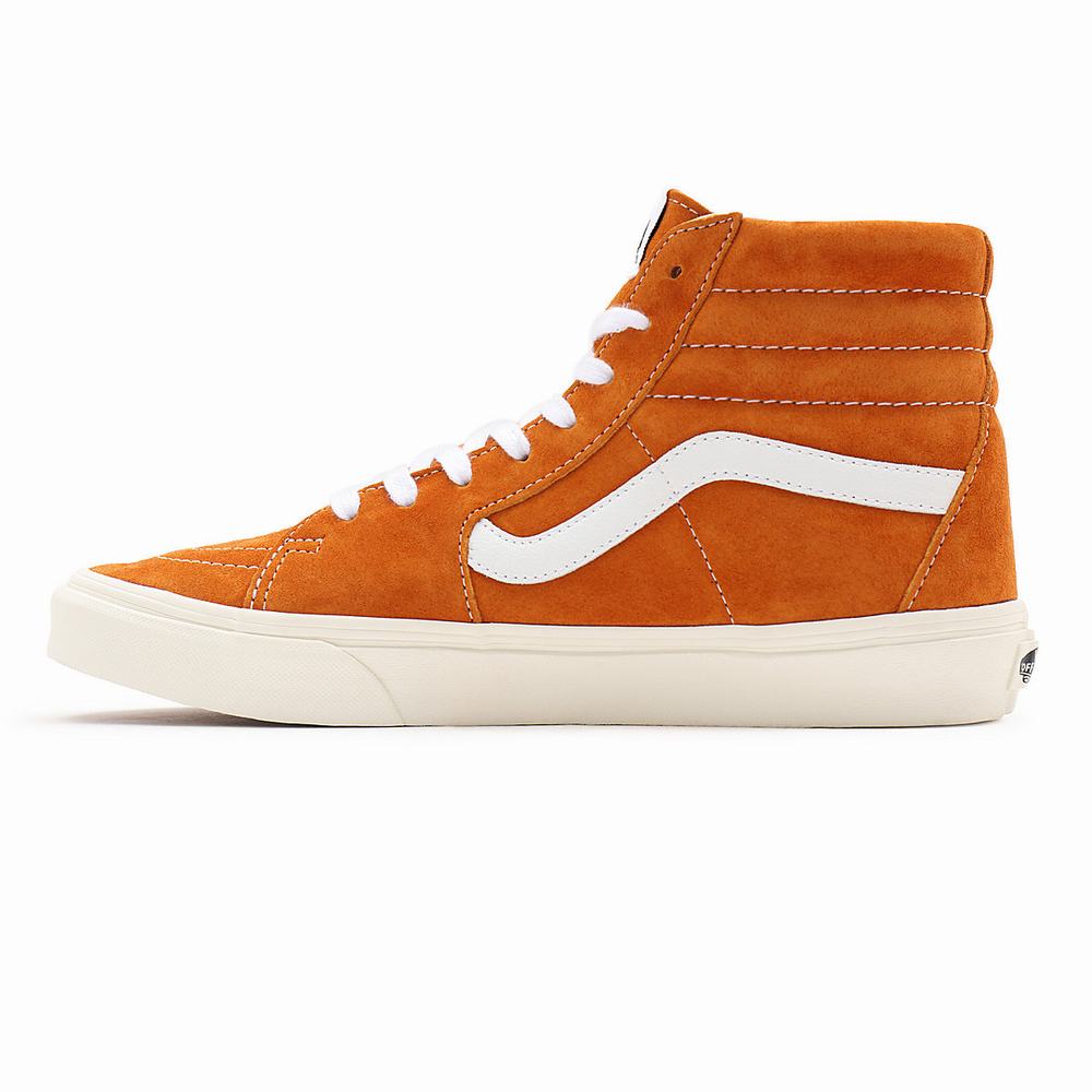 Men's Vans Pig Suede Sk8-Hi Sneakers Orange | USA69450