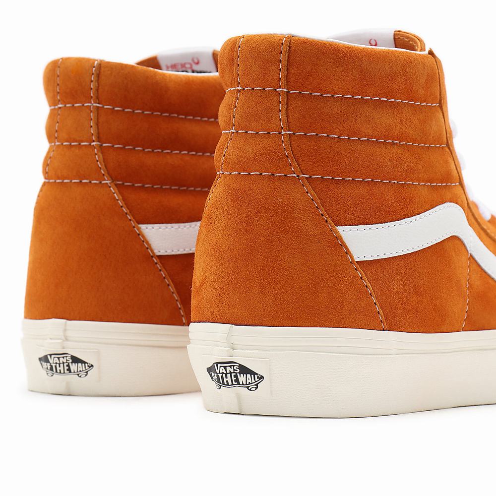 Men's Vans Pig Suede Sk8-Hi Sneakers Orange | USA69450