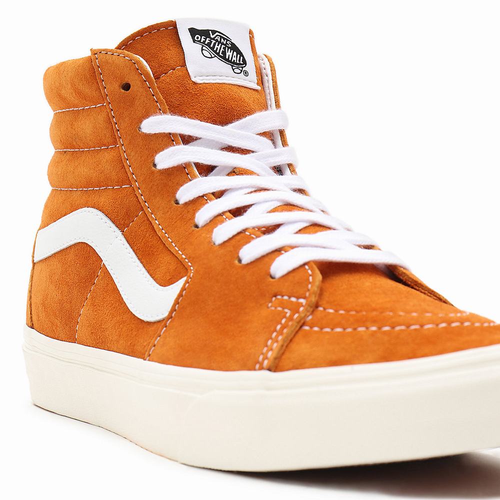 Men's Vans Pig Suede Sk8-Hi Sneakers Orange | USA69450