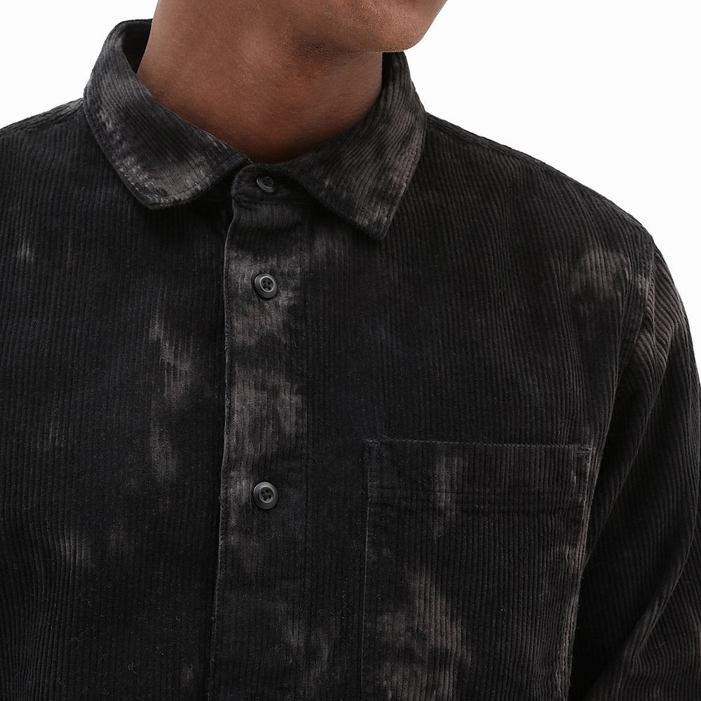 Men's Vans Plymouth Long Sleeve Shirts Black | USA87516