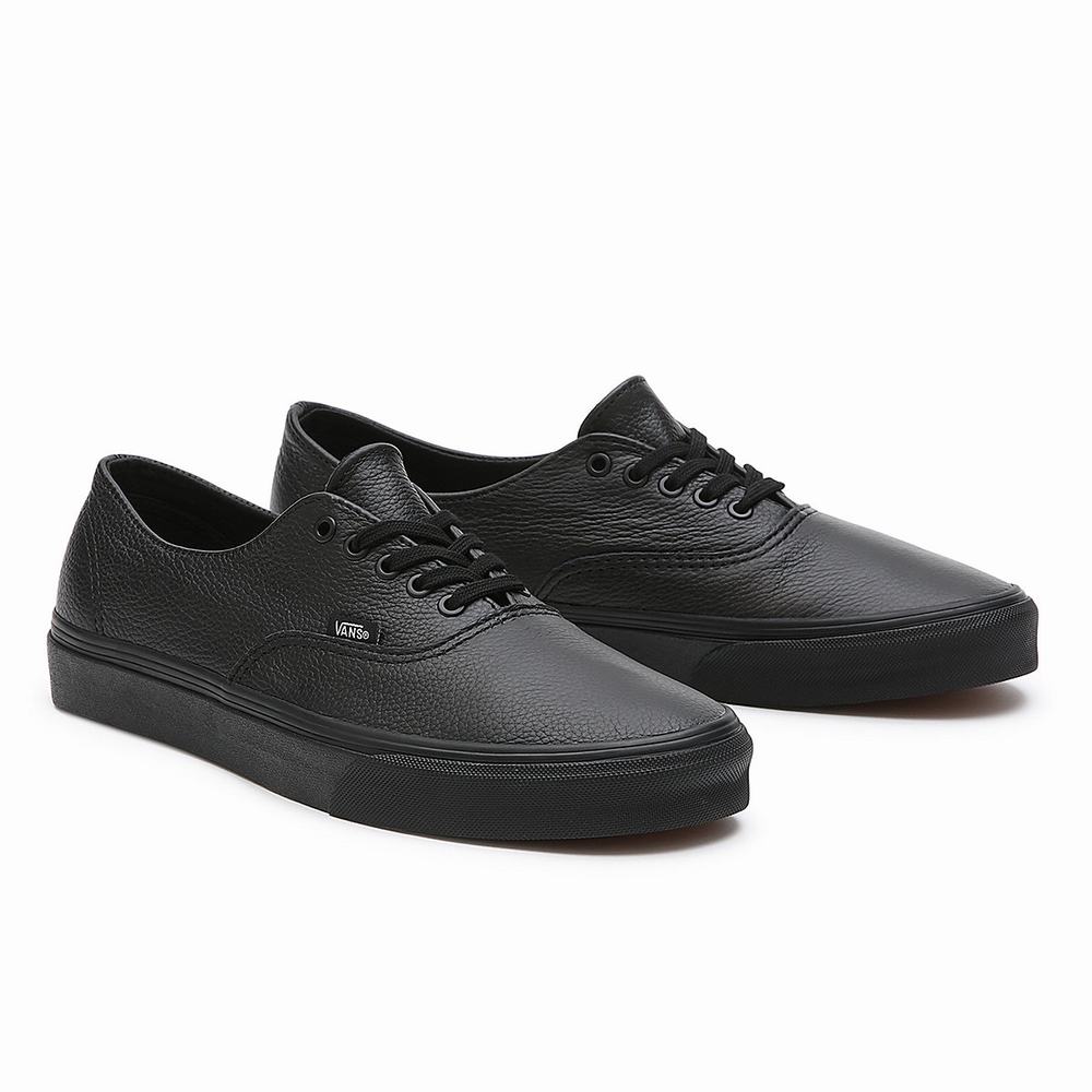 Men\'s Vans Premium Leather Authentic Decon Sneakers Black | USA63891