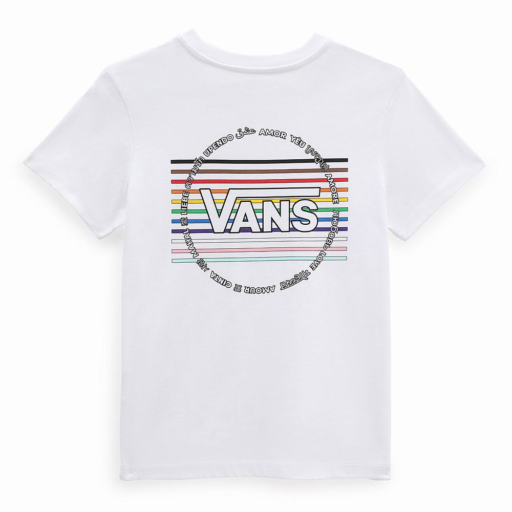 Men's Vans Pride 22 Crew T Shirts White | USA36507