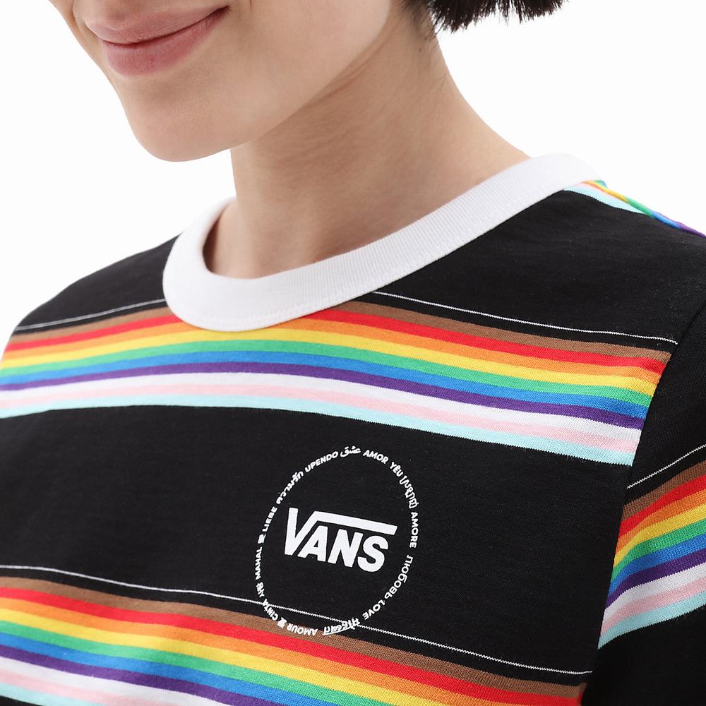 Men's Vans Pride 22 Mini T Shirts Black | USA15402