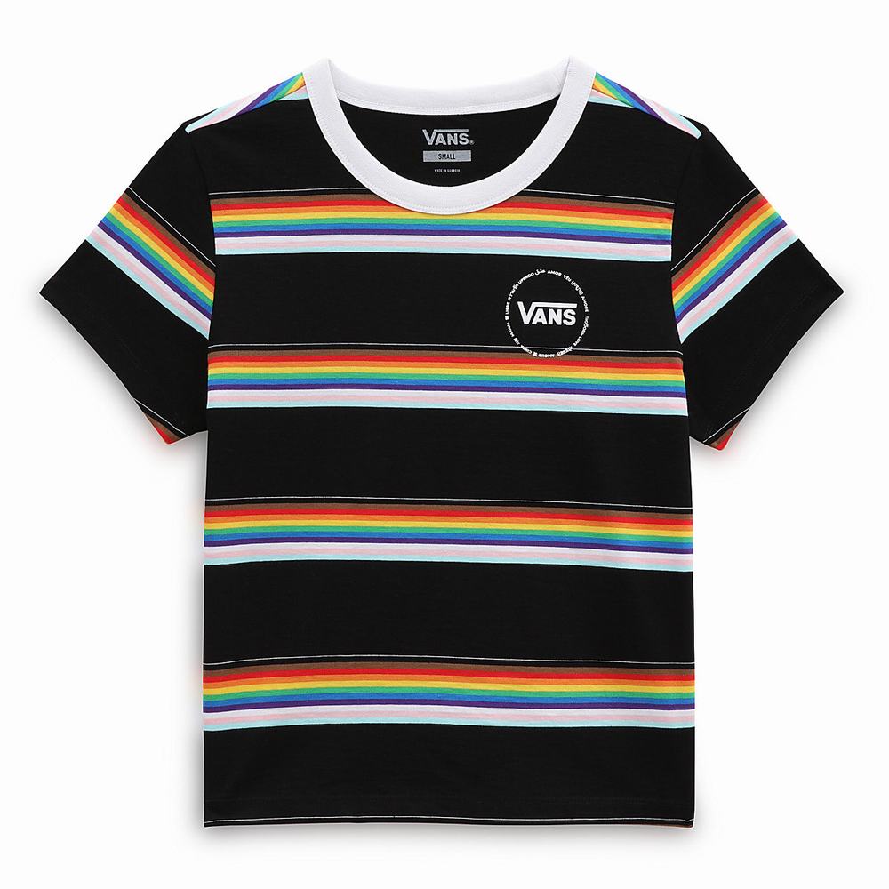 Men's Vans Pride 22 Mini T Shirts Black | USA15402