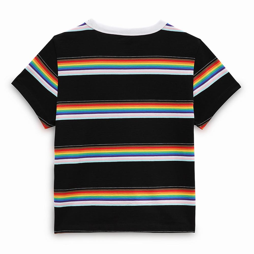 Men's Vans Pride 22 Mini T Shirts Black | USA15402